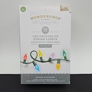Wondershop LED Faceted C6 String Lights 60ct Multicolor Twinkling Indoor Outdoor